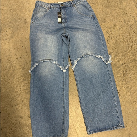 Fashion Nova Say Something Loose Jean - Medium Wash Size 15 Women’s - Picture 6 of 6